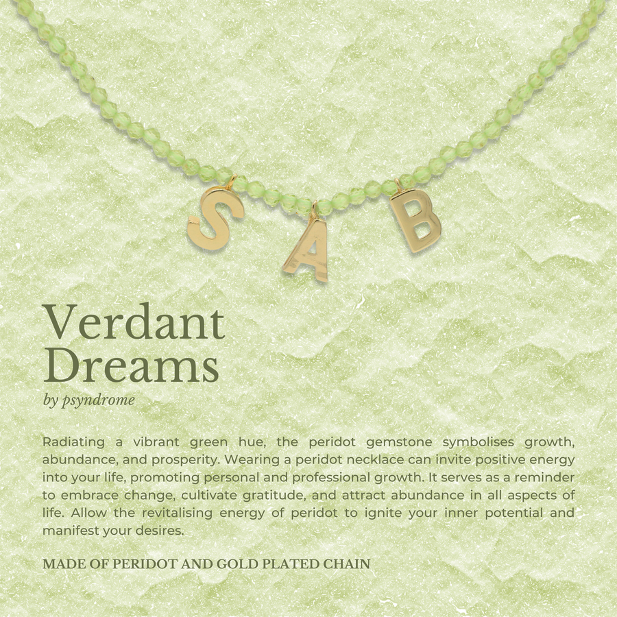 Verdant Dreams Peridot Personalised Necklace - Plain Alphabet (big)