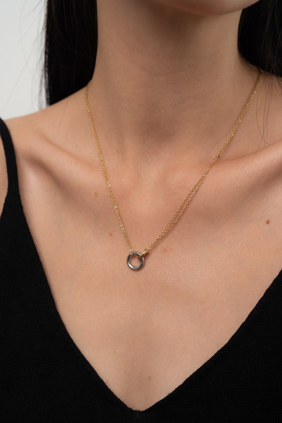 Interlock Stainless Steel Necklace (Duo Tone)