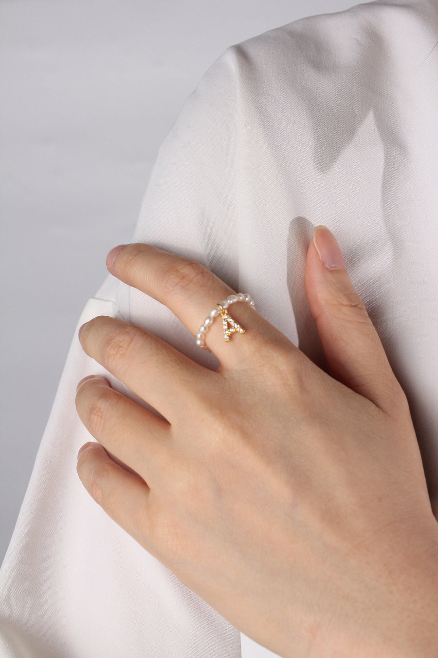 Aegis Fresh Water Pearls Personalised Ring (Diamond Alphabet)