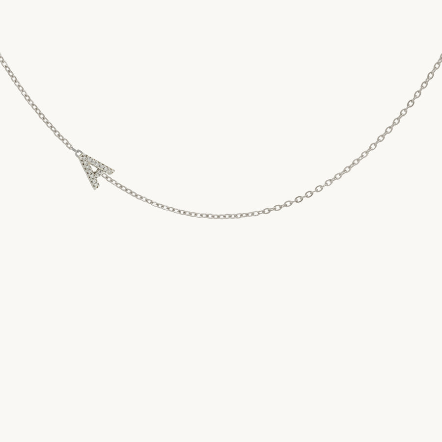 Nara Paved Initial Personalised Necklace (Silver)