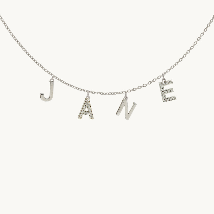 Nara Mixed Letter Silver Personalised Necklace