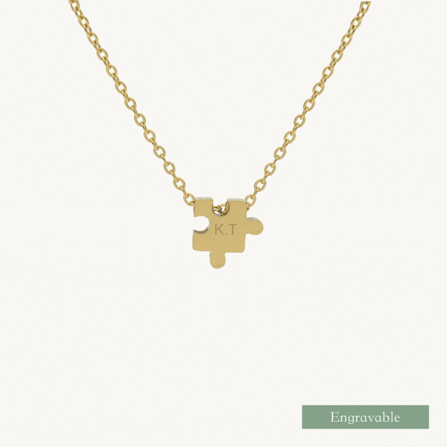 Puzzle Engravable Gold Necklace