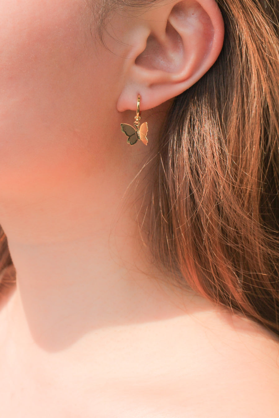 Plain Hoop Earrings - Butterfly