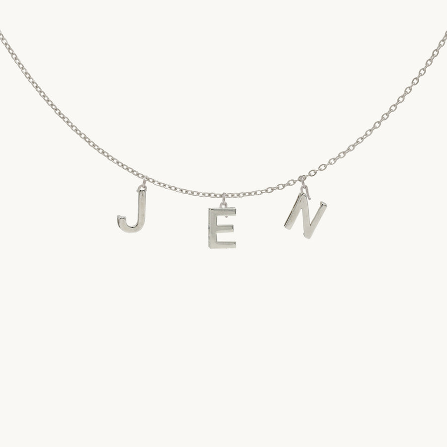 Nara Glazed Letter Silver Personalised Necklace