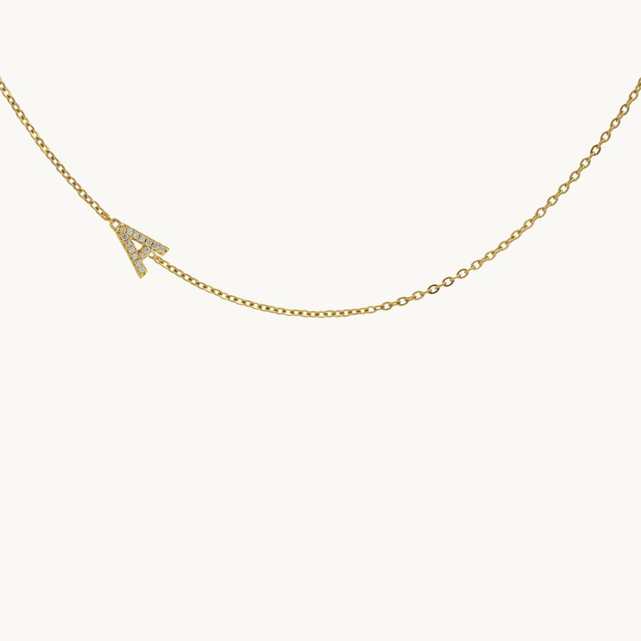 Nara Paved Initial Personalised Necklace (Gold)