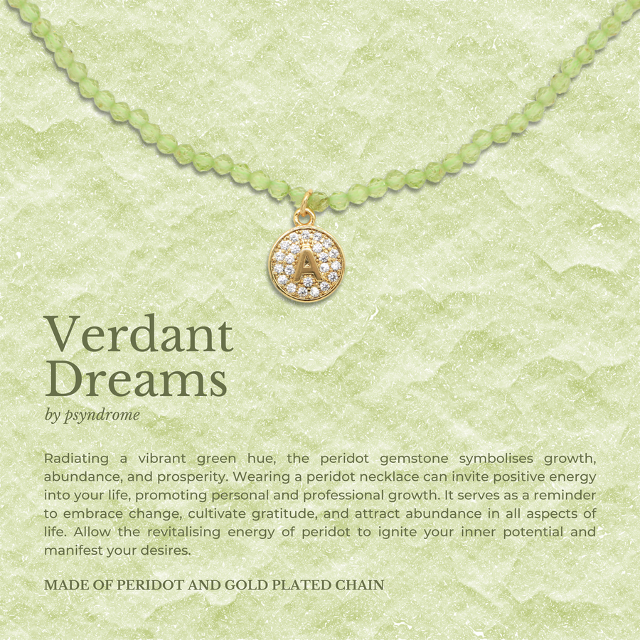 Verdant Dreams Peridot Personalised Necklace- Round Initial