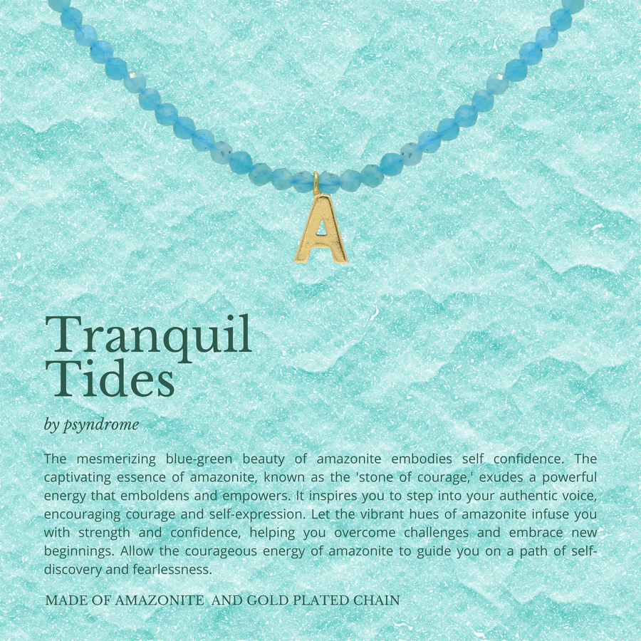 Tranquil Tides Amazonite Personalised Necklace - Plain Alphabet (big)