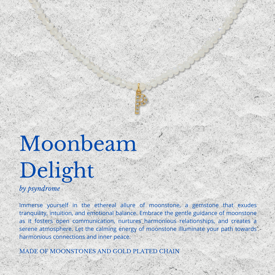Moonbeam  Delight Moonstone Personalised Necklace - Diamond Alphabet