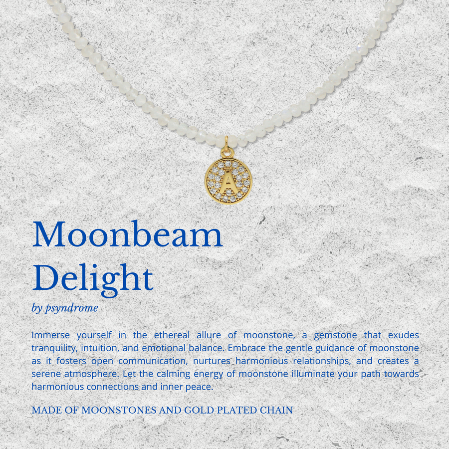 Moonbeam  Delight Moonstone Personalised Necklace- Round Initial