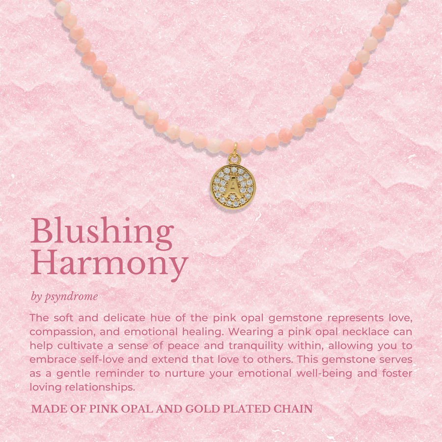 Blush Harmony Pink Opal Personalised Necklace - Round Initial