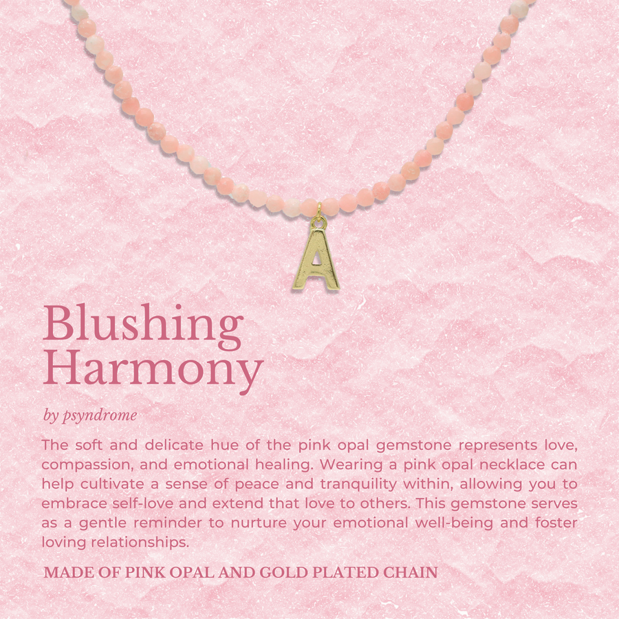 Blush Harmony Pink Opal Personalised Necklace - Plain Alphabet (big)