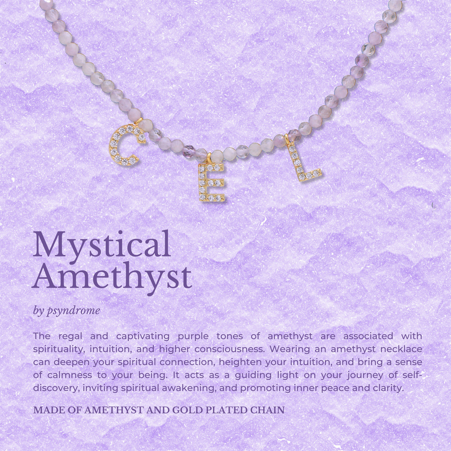 Mystical Amethyst Personalised Necklace  - Diamond Alphabet