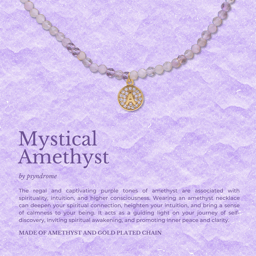 Mystical Amethyst Personalised Necklace- Round Initial