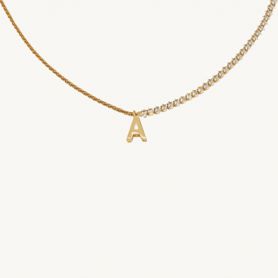Diana Dual Chain Gold Personalised Necklace - Plain Alphabet