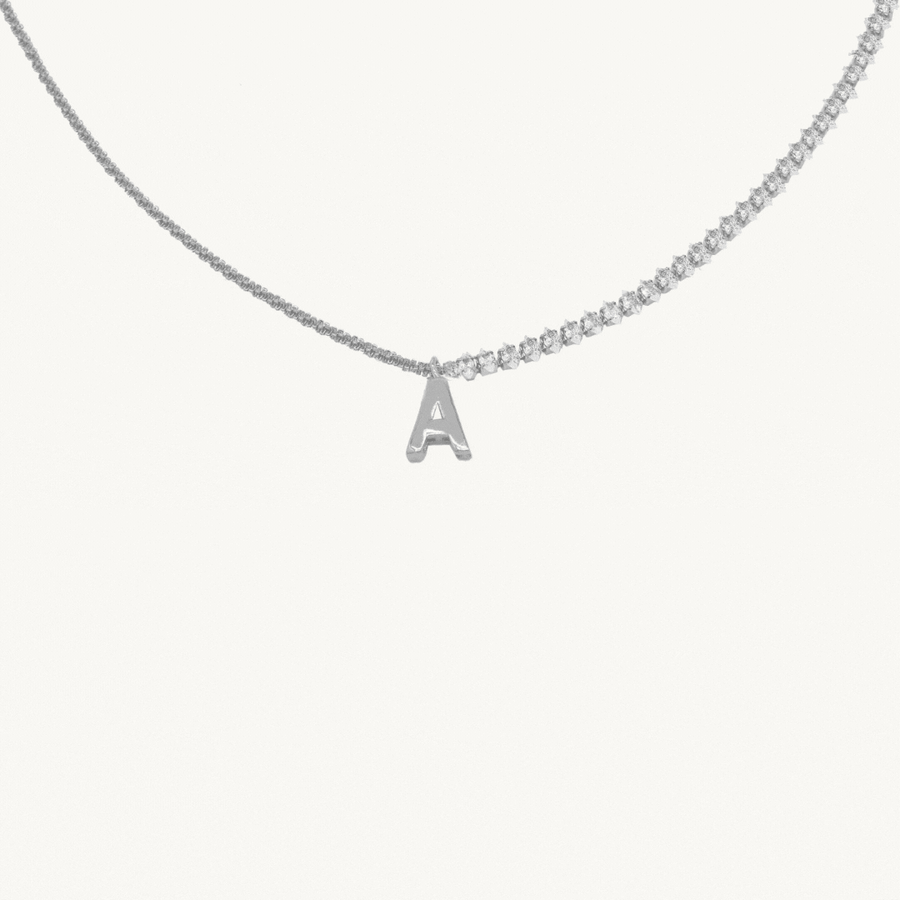 Diana Dual Chain Silver Personalised Necklace - Plain Alphabet