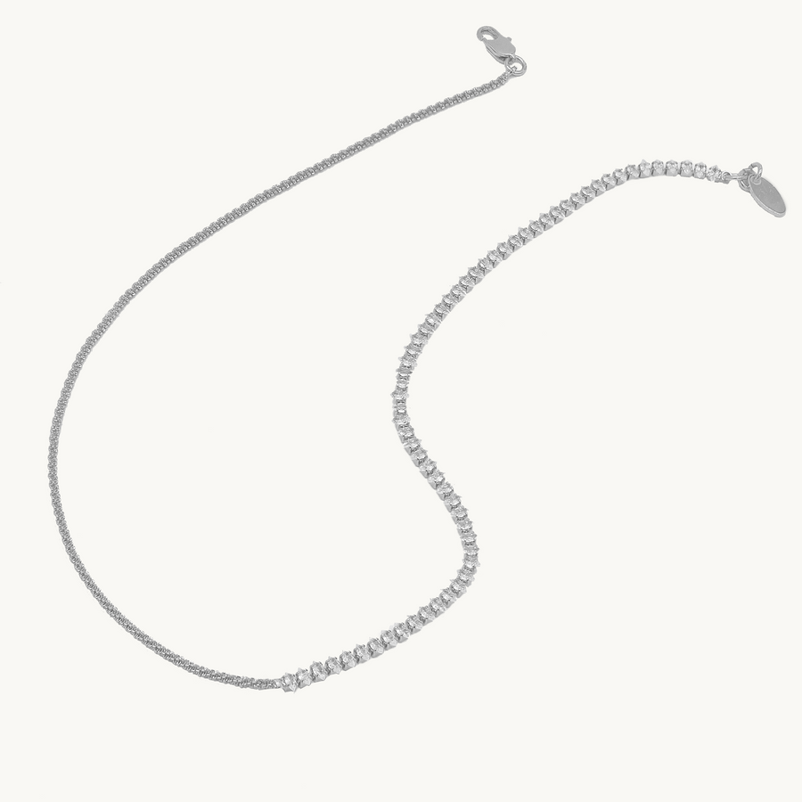 Diana Dual Chain Silver Necklace