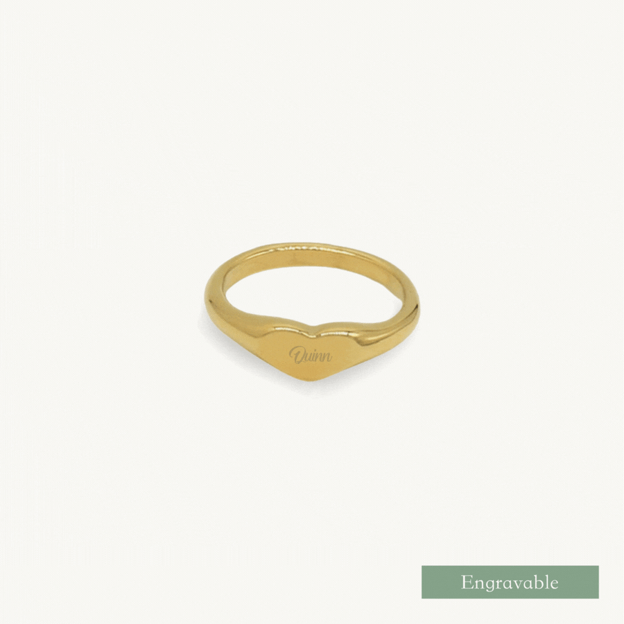 Mila Love Signet Engravable Gold Ring