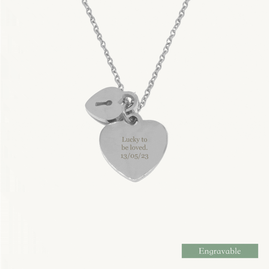 Love Lock Engravable Necklace (Silver)