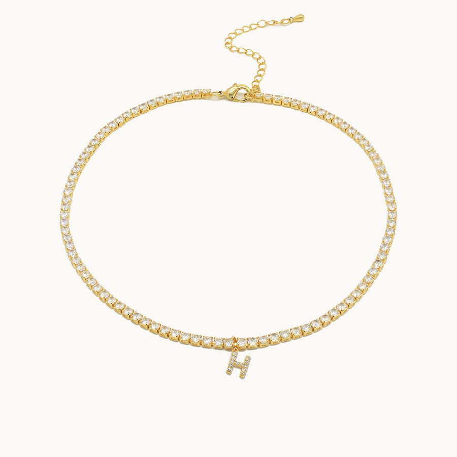Jannie Gold Tennis Personalised Diamond Initial Necklace