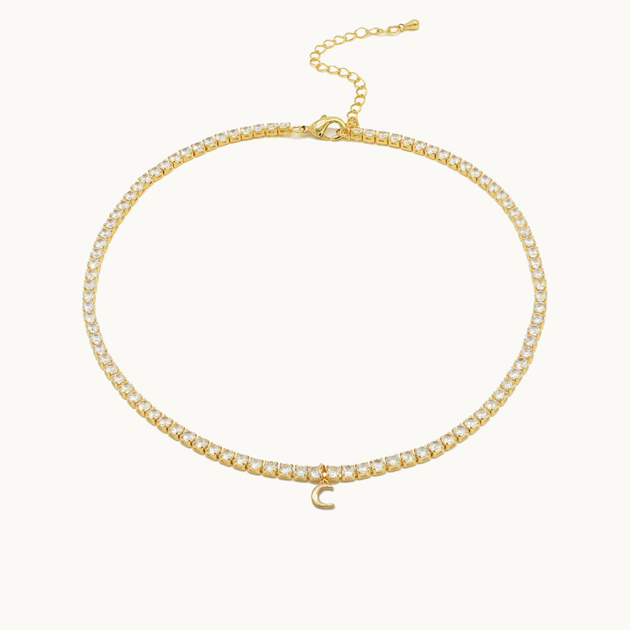 Jannie Gold Tennis Personalised Plain Initial Necklace