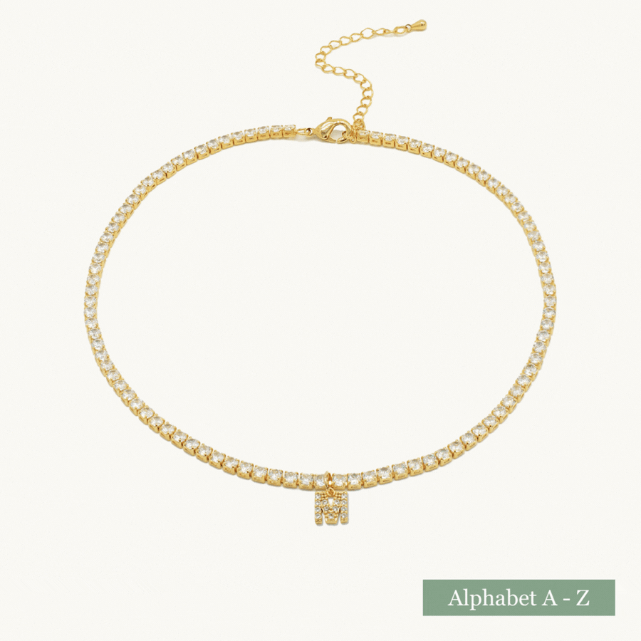 Jannie Gold Tennis Personalised Diamond Initial Necklace