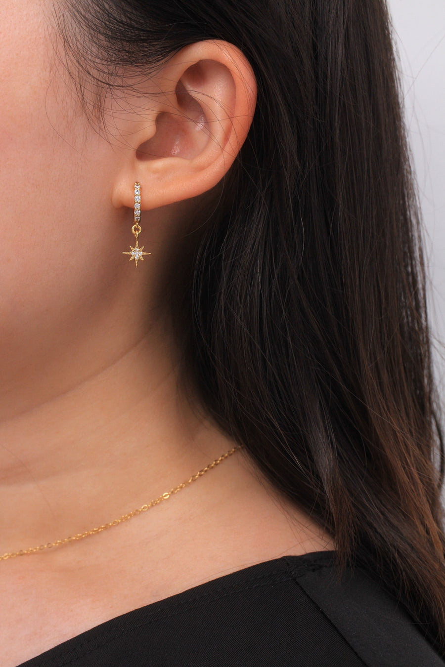 Diamond Hoop Earrings - Stars Can't Shine Without Darkness