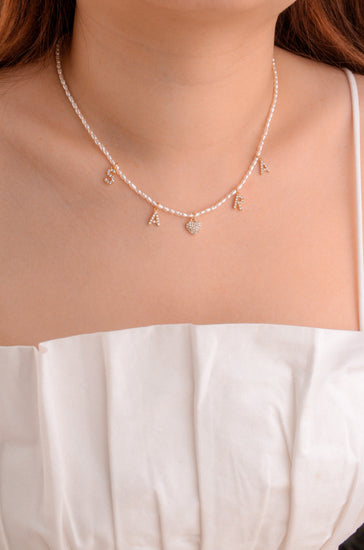 Aegis Diamond Alphabet Personalised Pearl Necklace