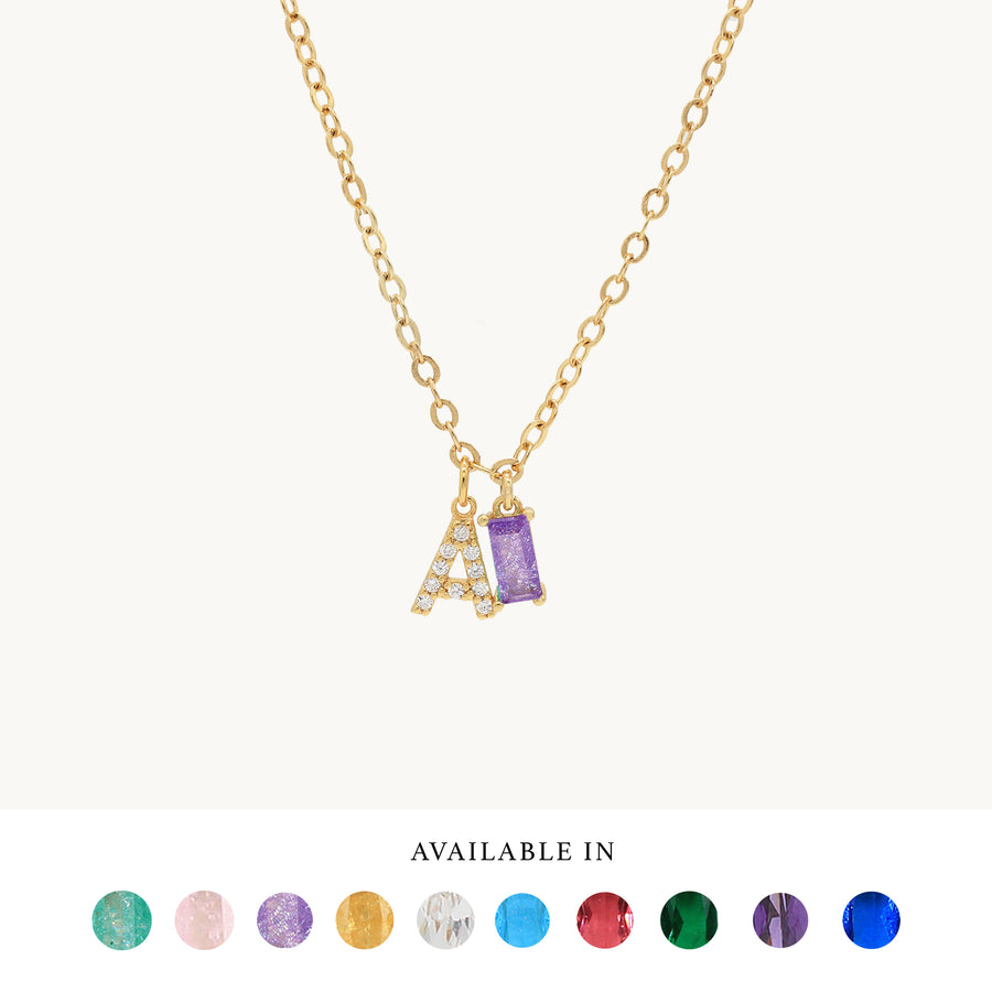 Lilac Diamond Alphabet Personalised Necklace
