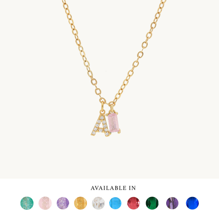 Baby Pink Diamond Alphabet Personalised Necklace