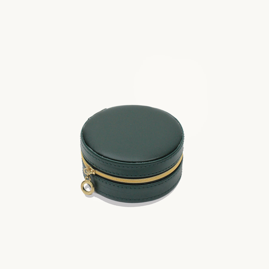 Black Round Leather Jewellery Case