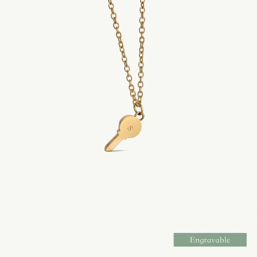 Key Engravable Gold Necklace