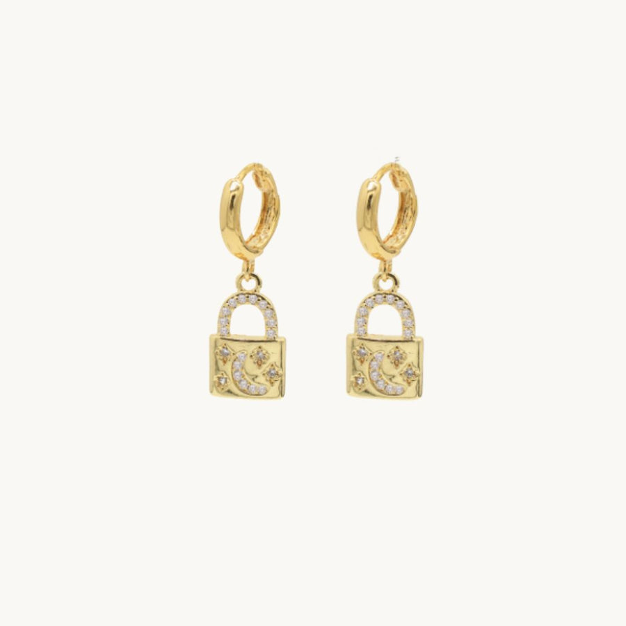 Luna Lock Gold Earrings