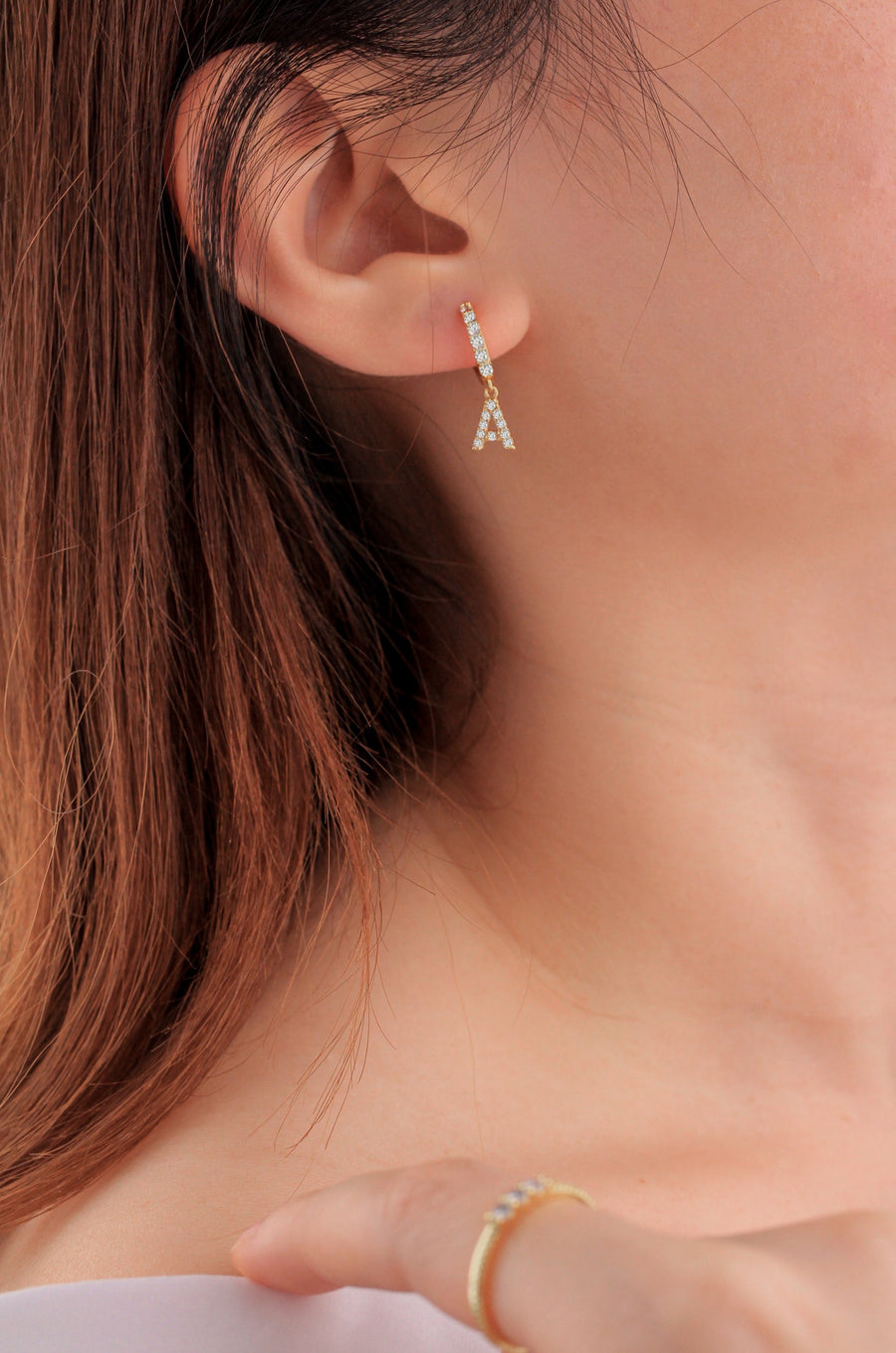 Diamond Hoop Diamond Alphabet Personalised Earrings