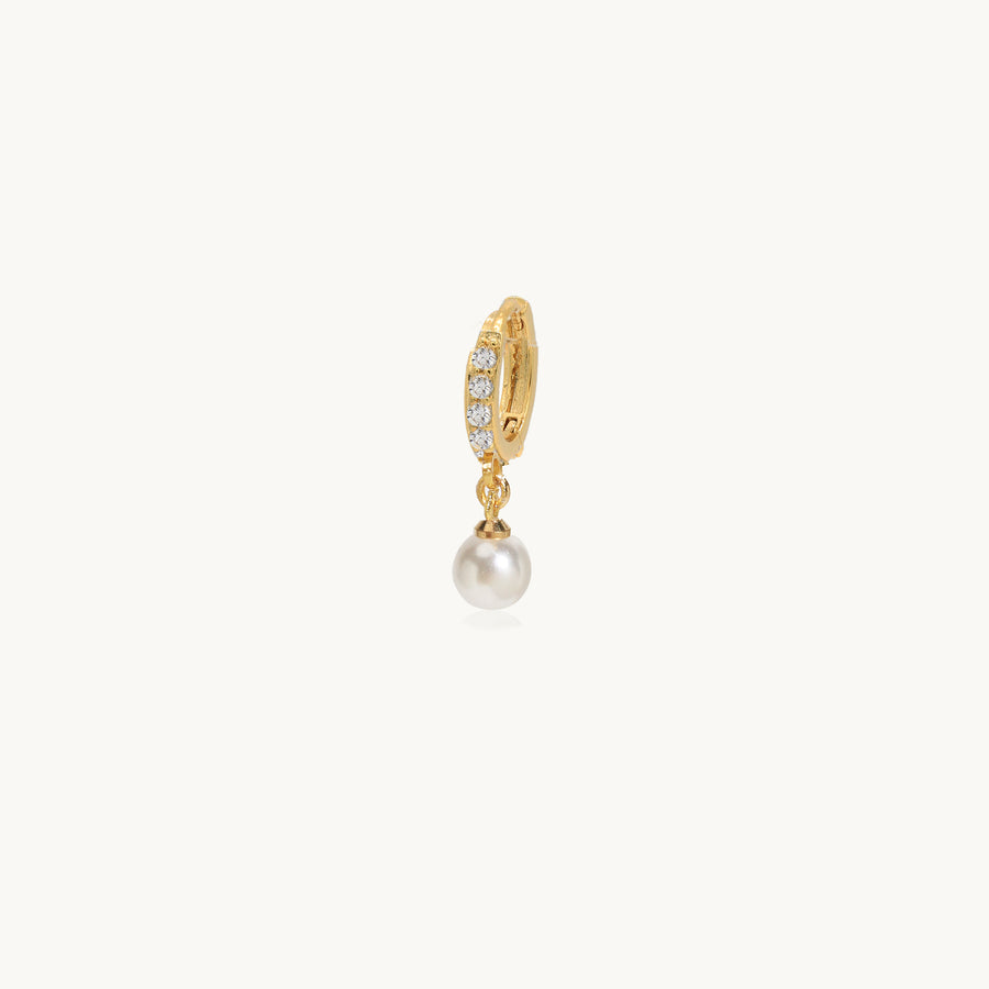 Diamond Hoop Earrings - Pearl