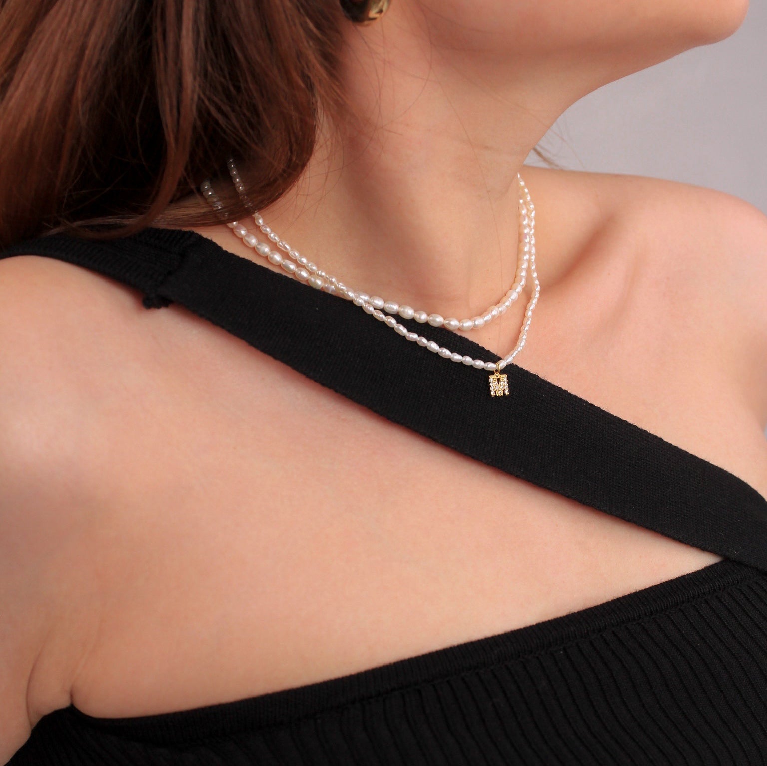 Aegis Diamond Alphabet Personalised Pearl Necklace