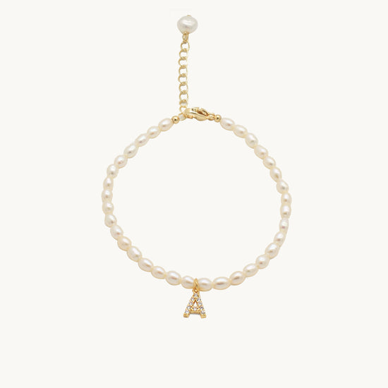 Aegis Personalised Pearl Bracelet - Diamond Alphabet
