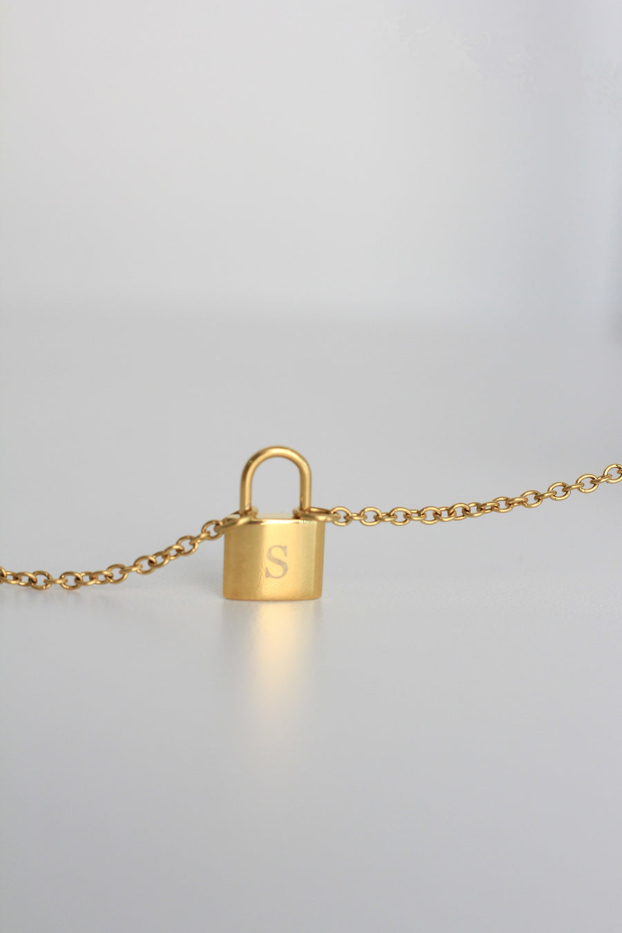 Lock Engravable Necklace (Gold)
