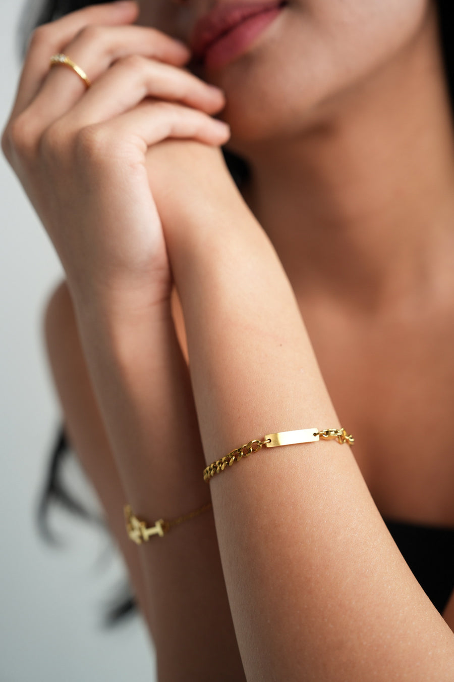 Melia Cuban Chain Engravable Bracelet (Gold)