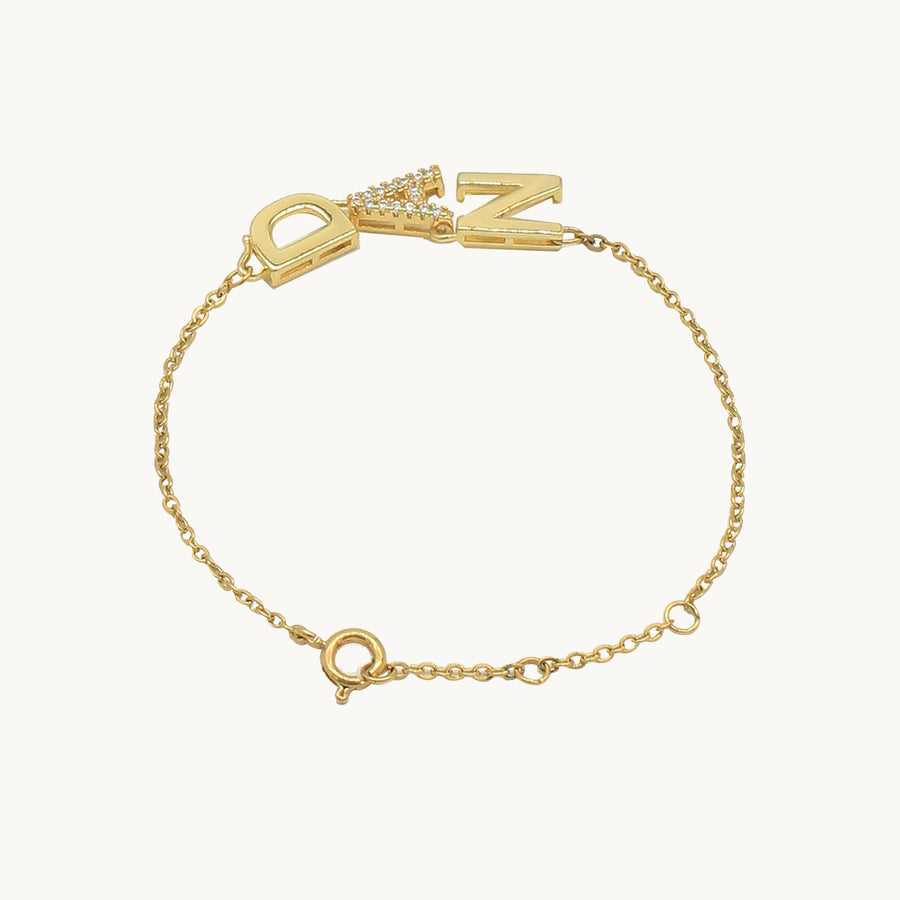 Nara Mixed Letter Gold Personalised Bracelet