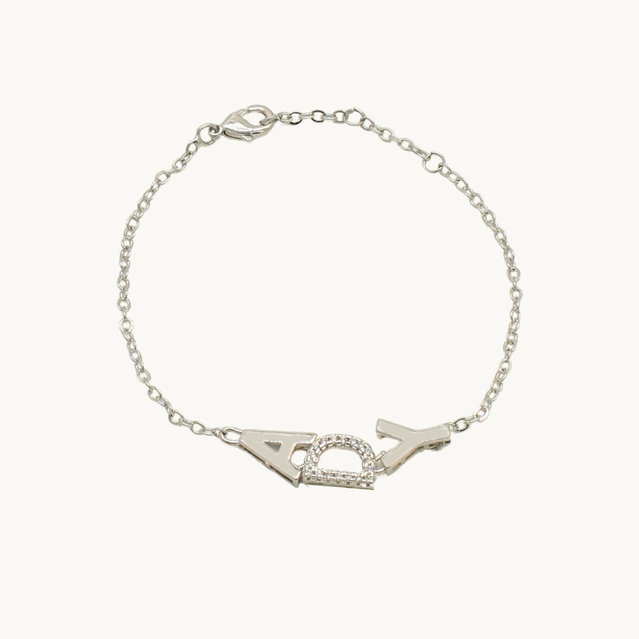 Nara Mixed Letter Silver Personalised Bracelet