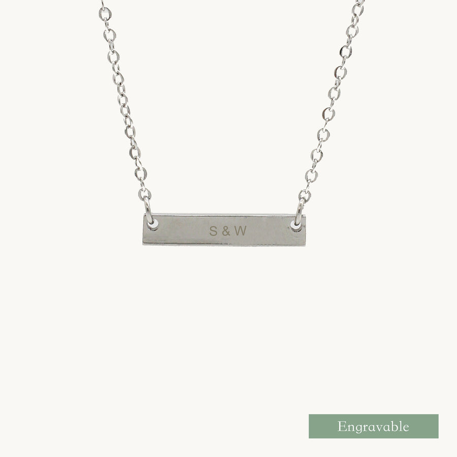 Ari Bar Pendant Engravable Necklace (Silver)