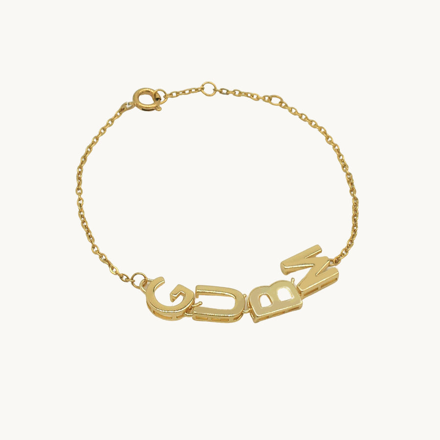 Nara Glazed Letter Gold Personalised Bracelet