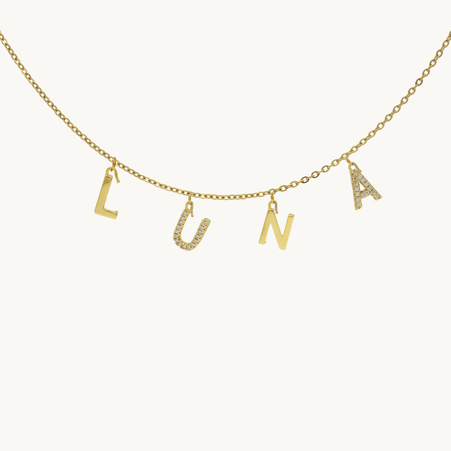 Nara Mixed Letter Gold Personalised Necklace