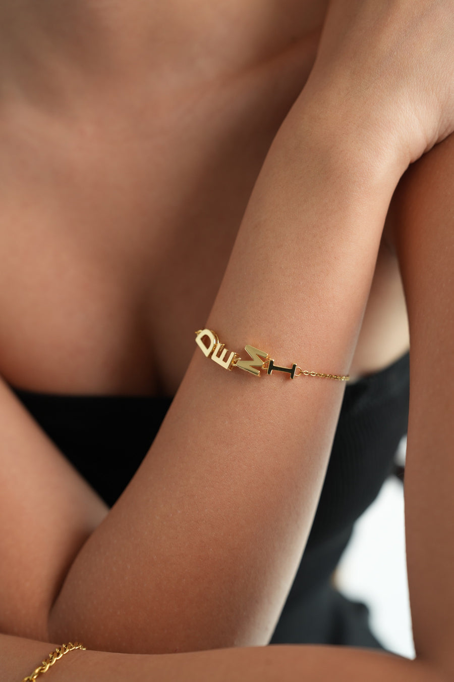 Nara Glazed Letter Gold Personalised Bracelet