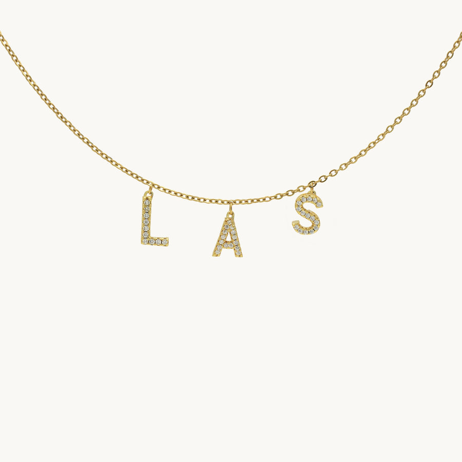 Nara Paved Letter Gold Personalised Necklace