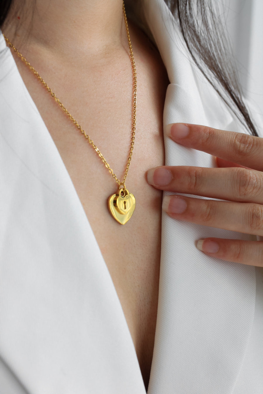 Love Lock Engravable Necklace (Gold)