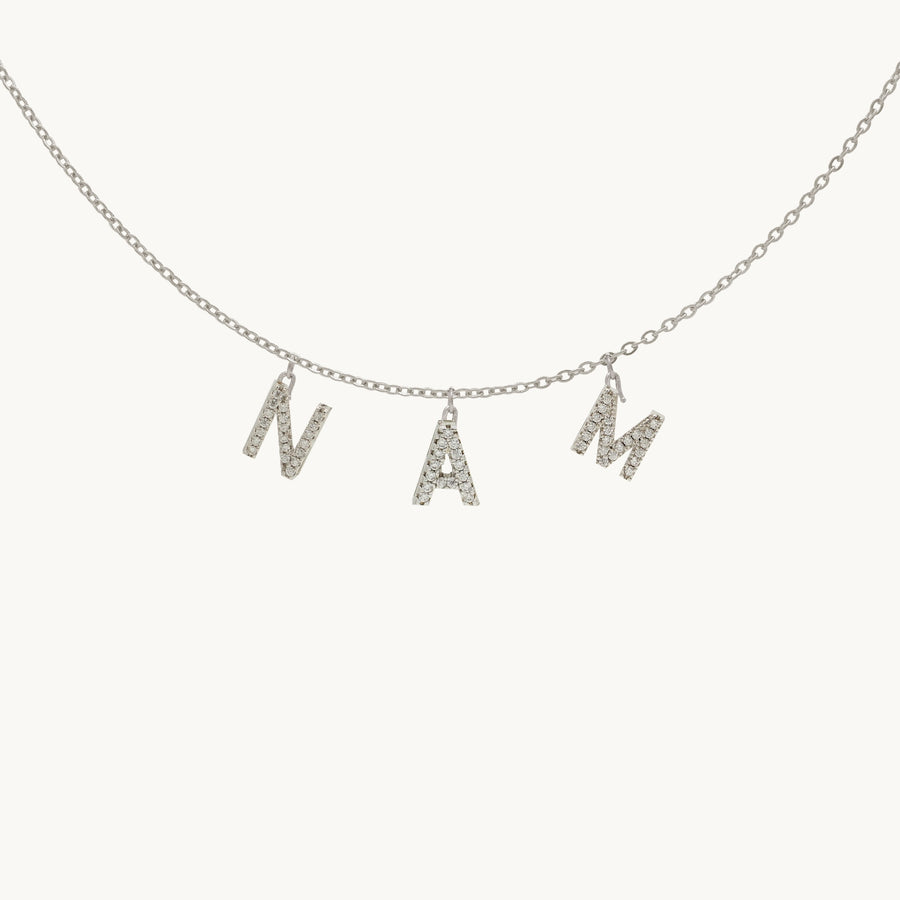 Nara Paved Letter Silver Personalised Necklace